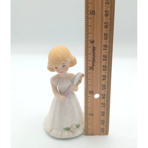 Growing Up Birthday Girls 5 Enesco 3.75" Celebration Blond Hair Blue Dress 1981 - Picture 2 of 16
